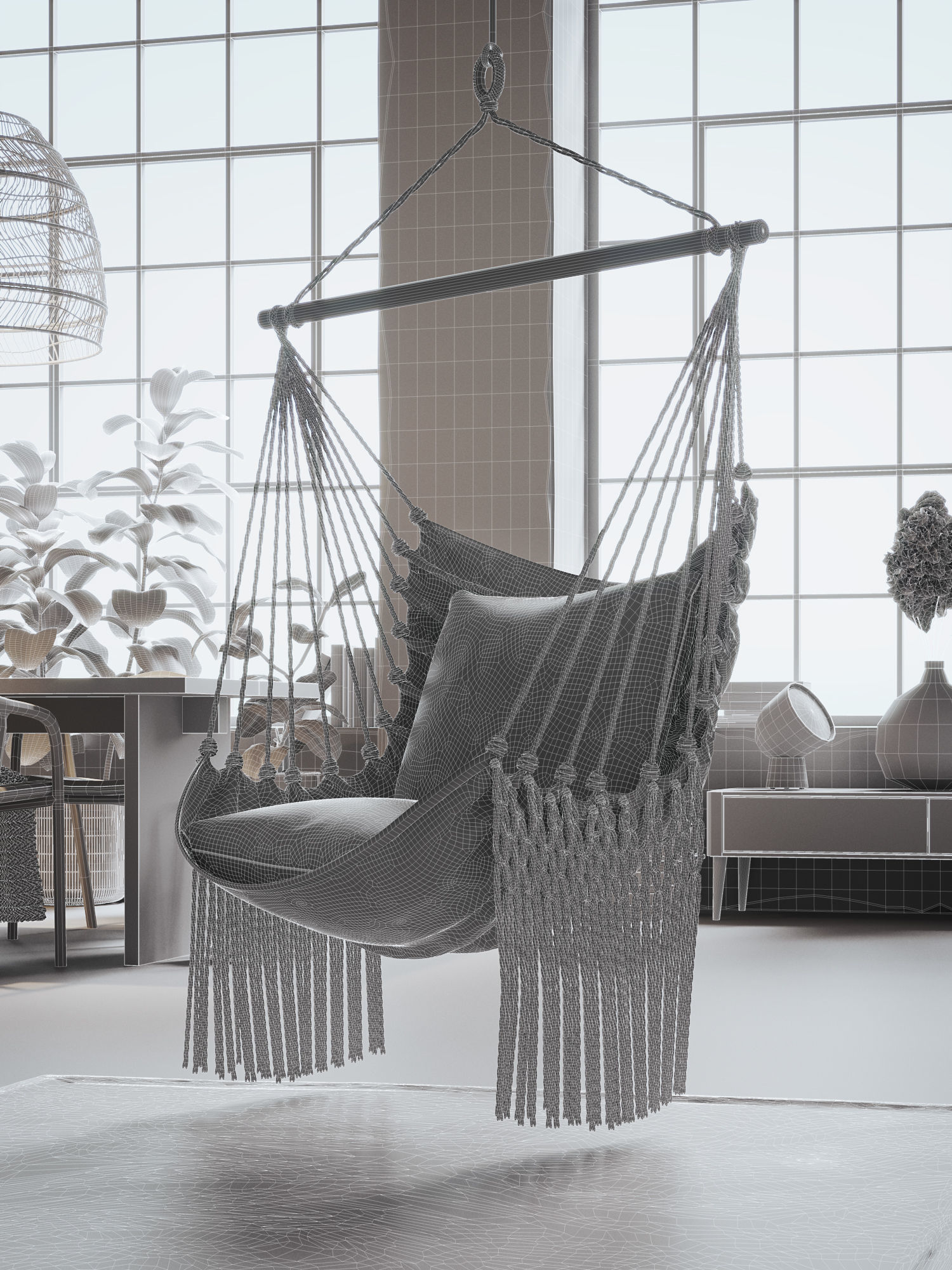 Boho Design Interior Scene for Cinema 4D and Corona Renderer 3D model_16