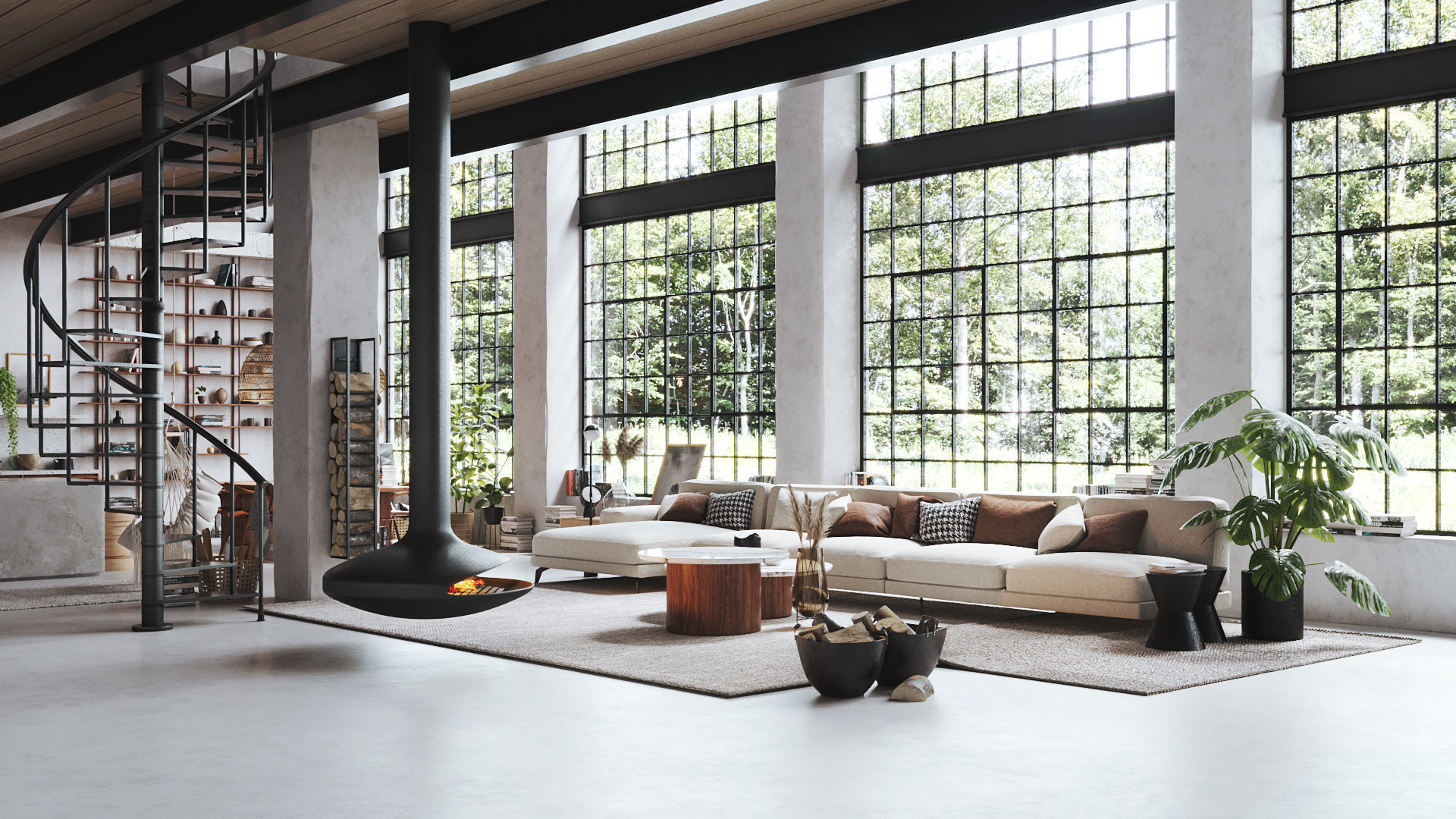 Boho Design Interior Scene for Cinema 4D and Corona Renderer 3D model_1