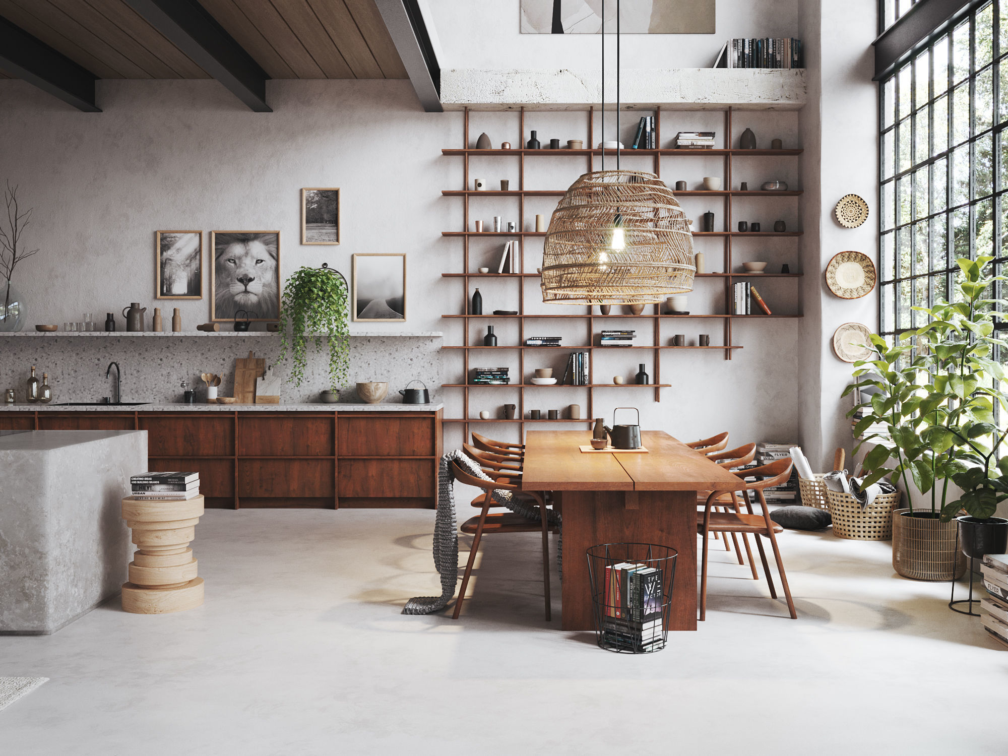 Boho Design Interior Scene for Cinema 4D and Corona Renderer 3D model_4