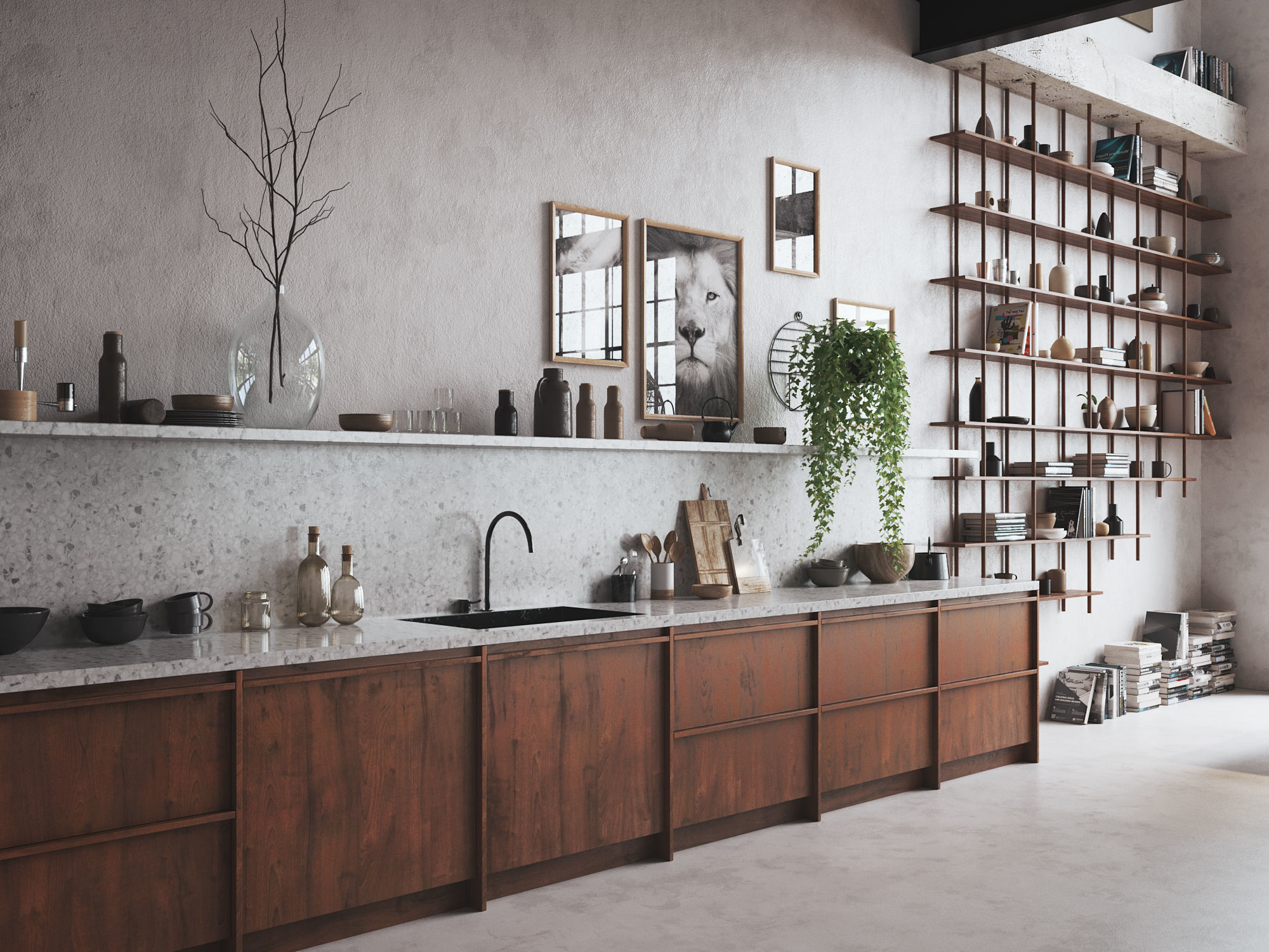 Boho Design Interior Scene for Cinema 4D and Corona Renderer 3D model_5