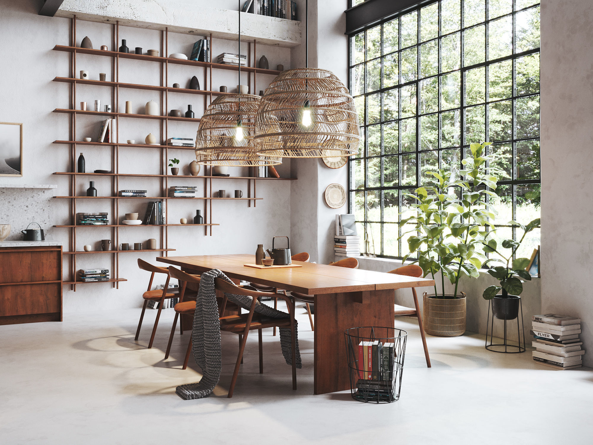 Boho Design Interior Scene for Cinema 4D and Corona Renderer 3D model_6