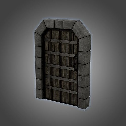 Medieval Door Barred Steel 3D Model Low-poly 3D model