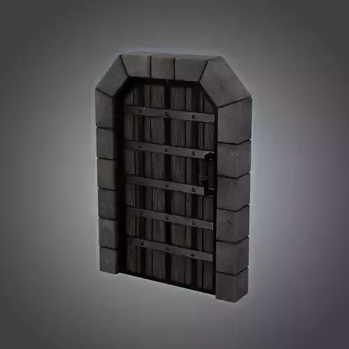 Medieval Door Barred Steel 3D Model