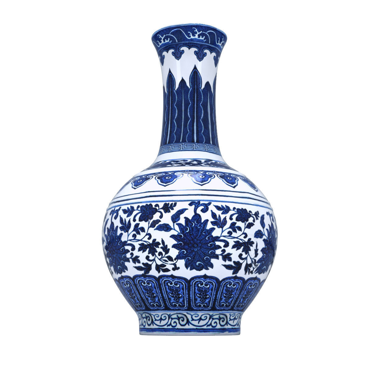 Chinese Indigo Vase 01 3D model_4