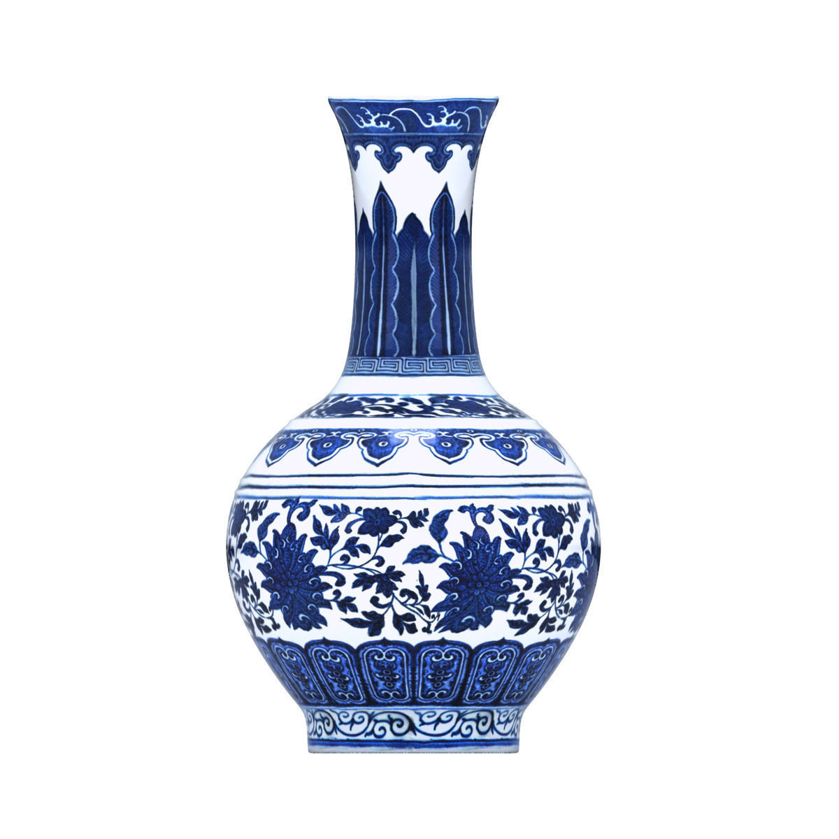 Chinese Indigo Vase 01 3D model_1