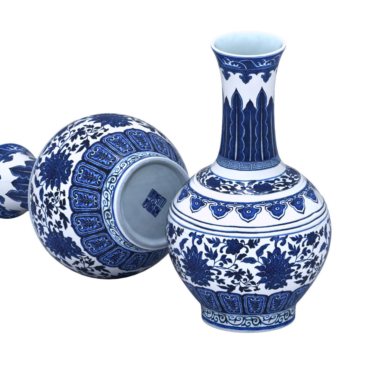 Chinese Indigo Vase 01 3D model_5