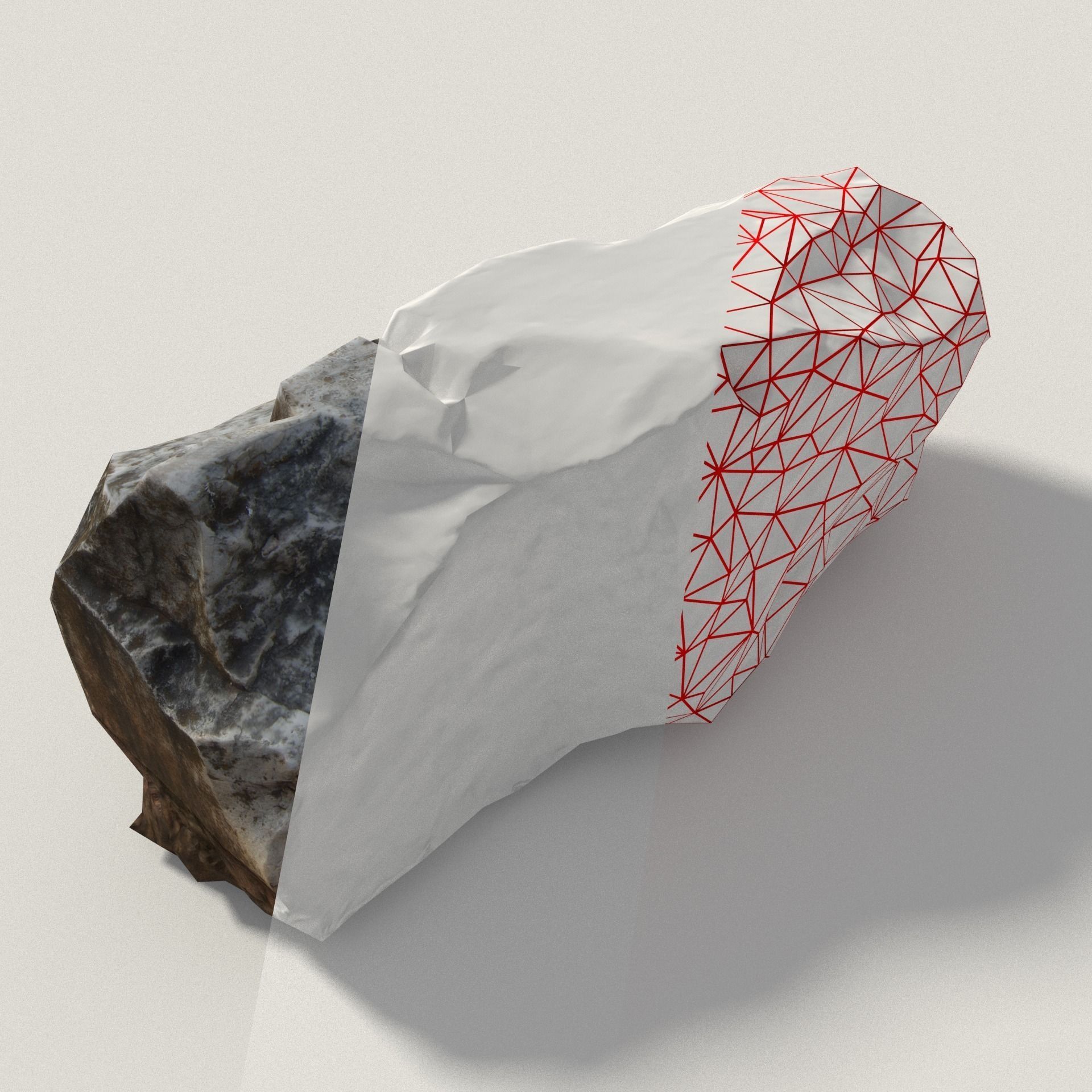 Old Greek Stone With Writing Low-poly 3D model_6