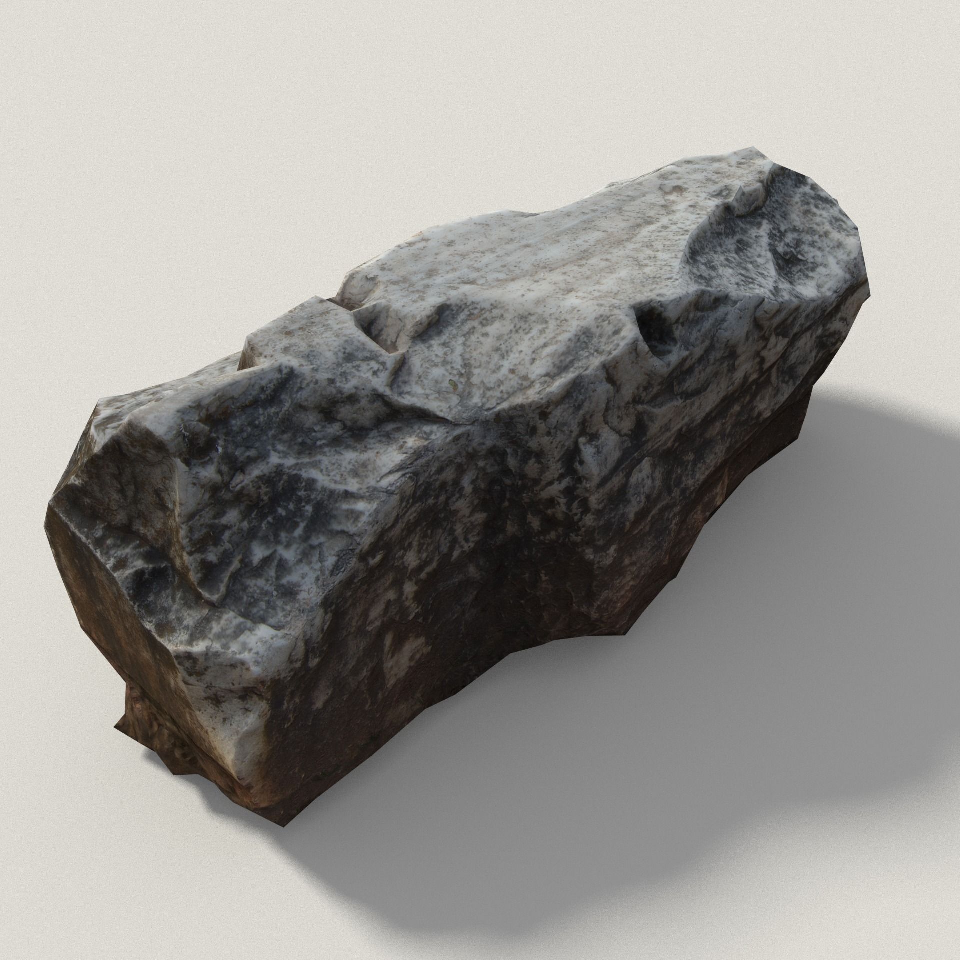 Old Greek Stone With Writing Low-poly 3D model_3