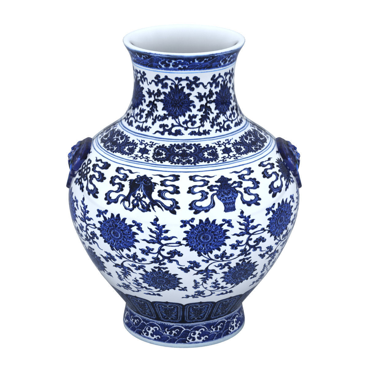 Chinese Indigo Vase 02 3D model_3