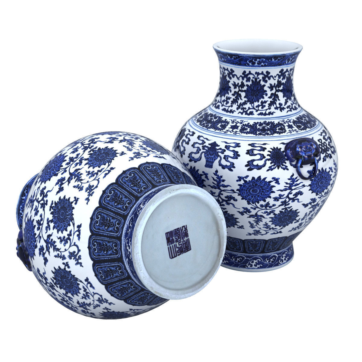 Chinese Indigo Vase 02 3D model_5