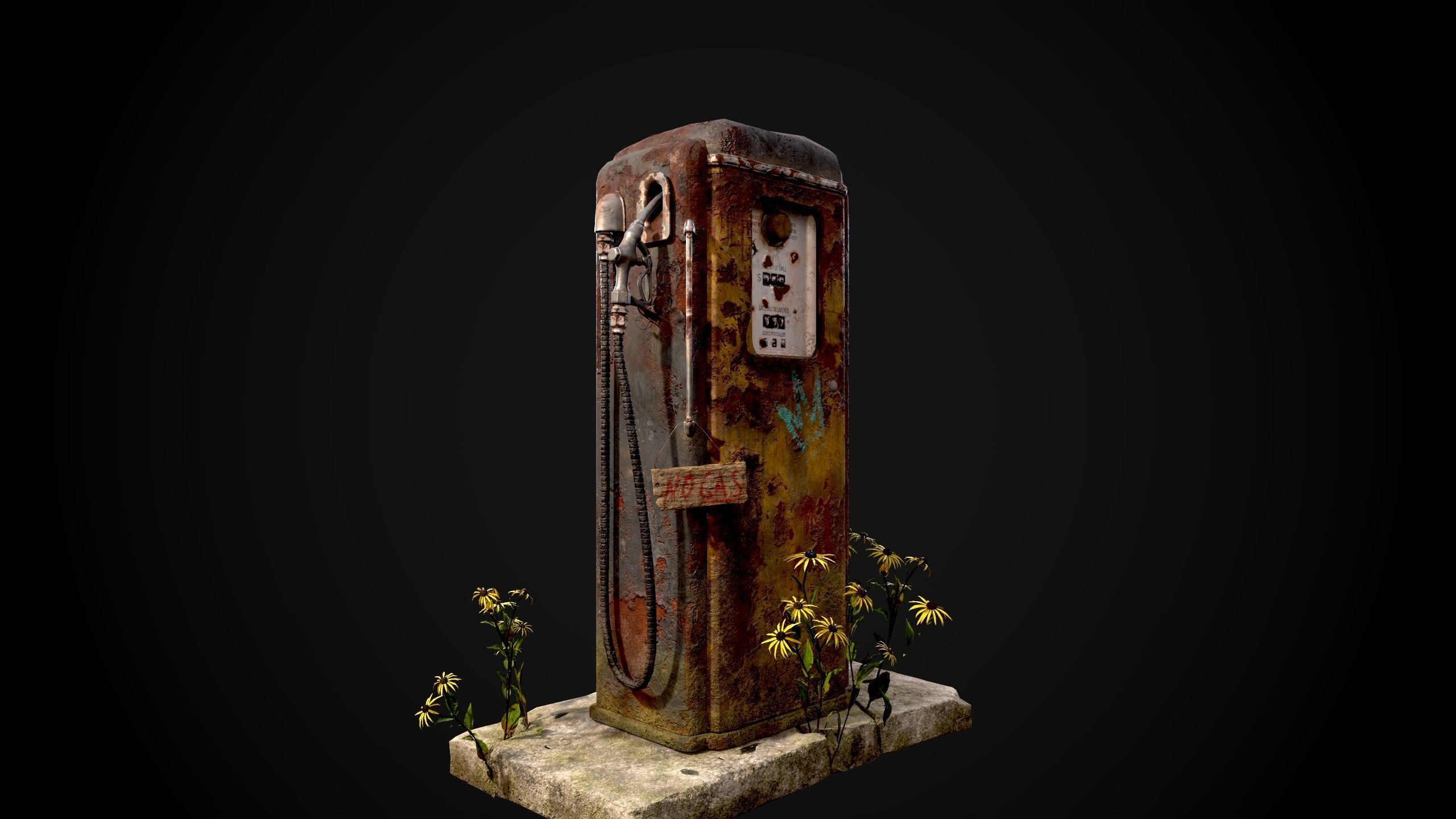 Old Gas Pump Low-poly 3D model_2