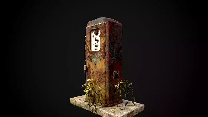 Old Gas Pump Low-poly 3D model 4