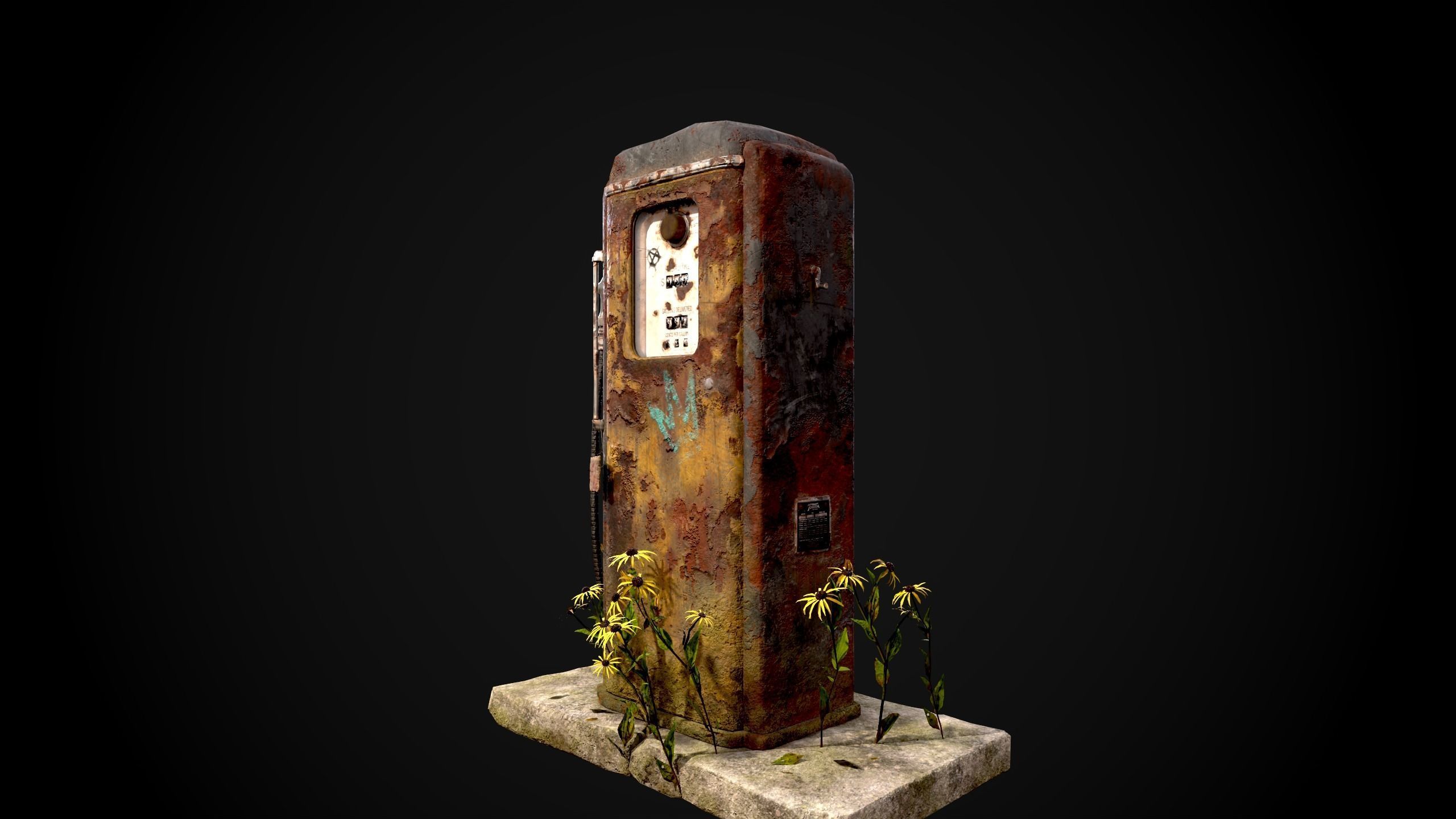 Old Gas Pump Low-poly 3D model_3