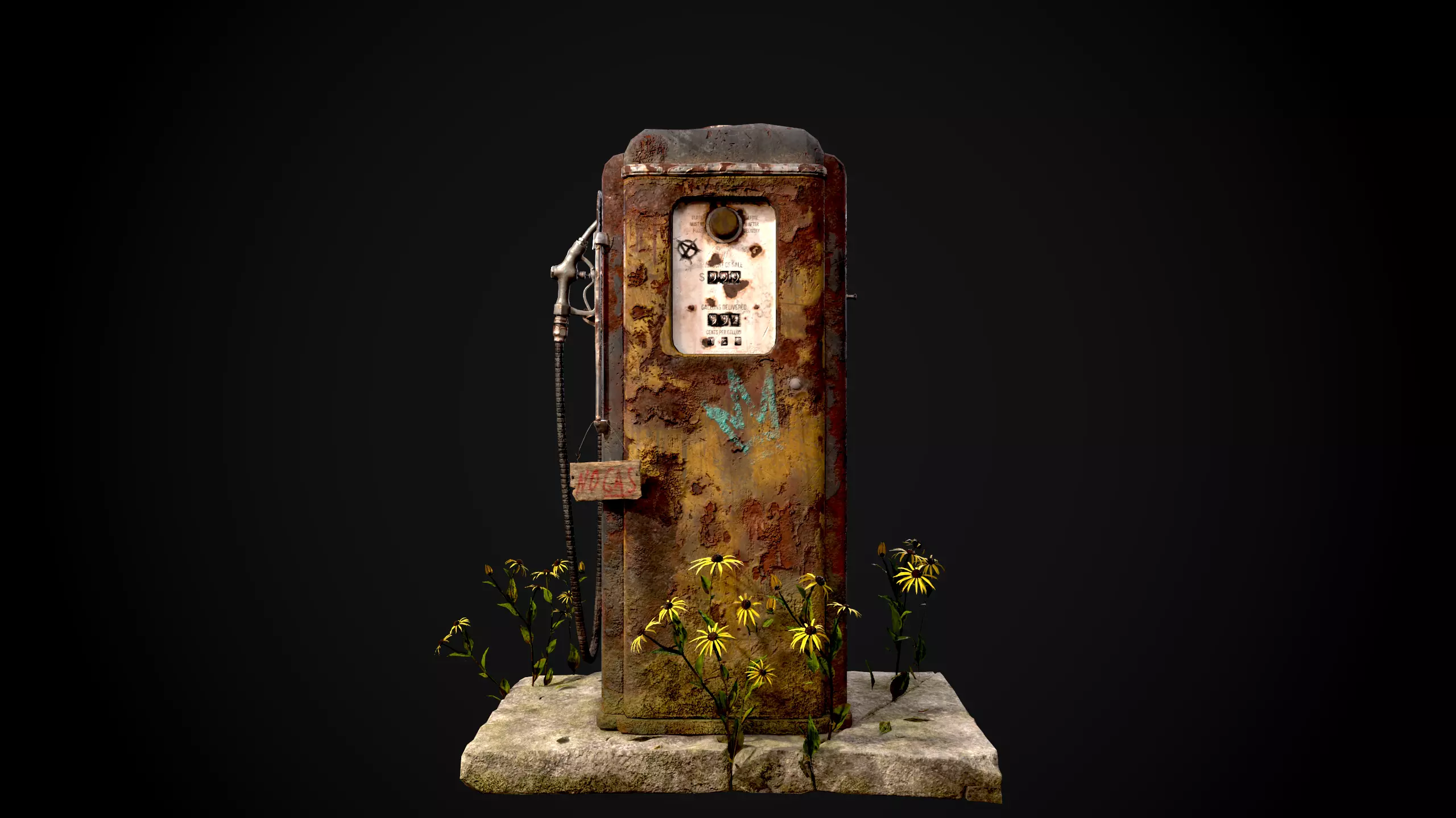 Old Gas Pump Low-poly 3D model_0