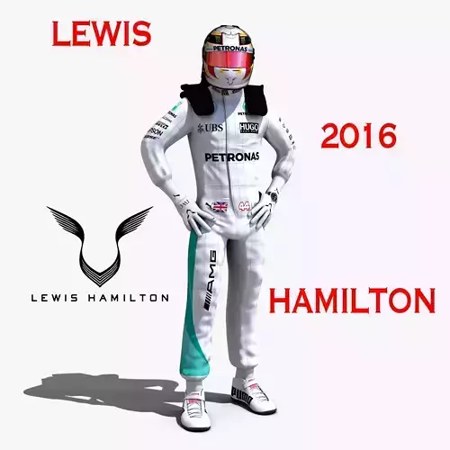 Lewis Hamilton 2016 Low-poly 3D model