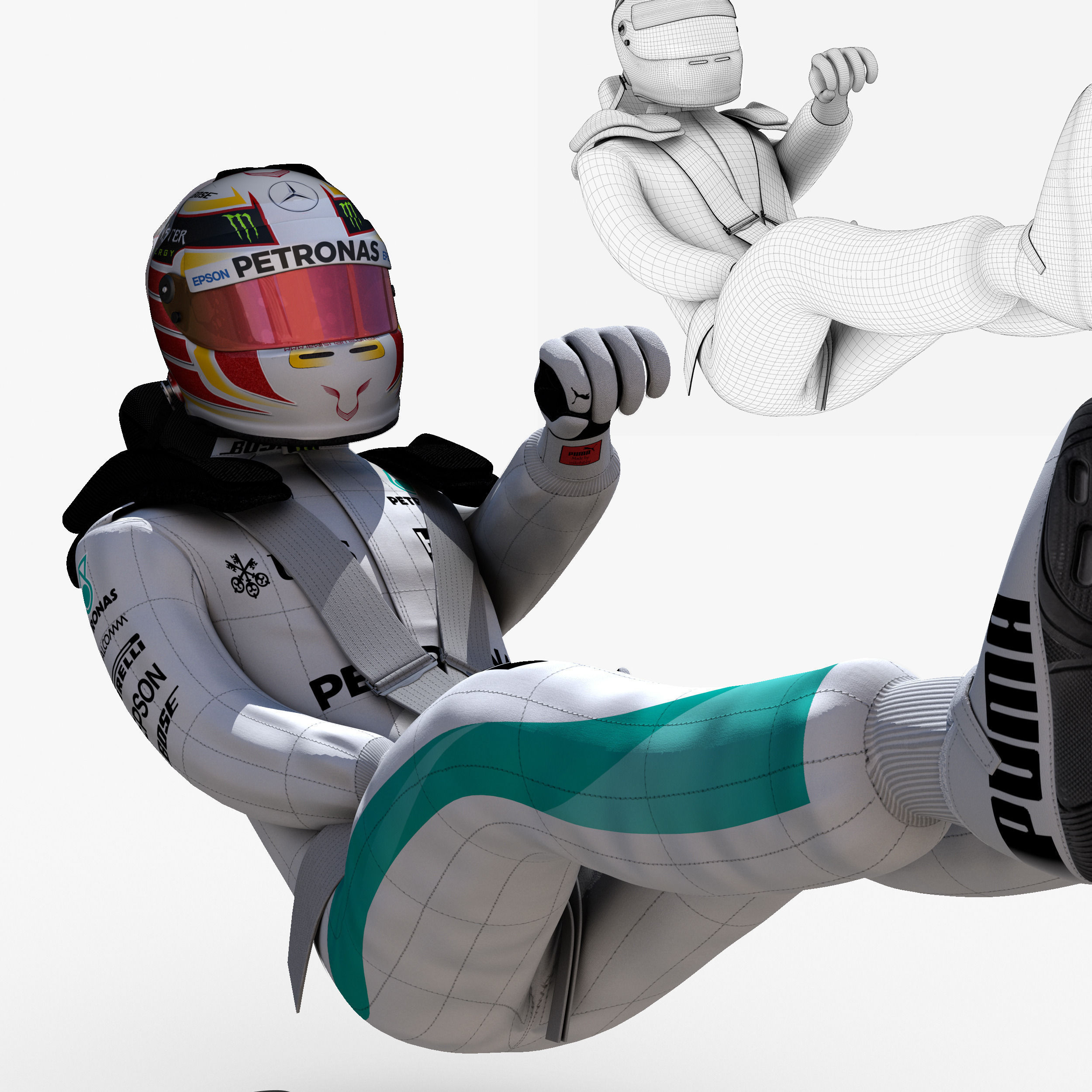 Lewis Hamilton 2016 Low-poly 3D model_3