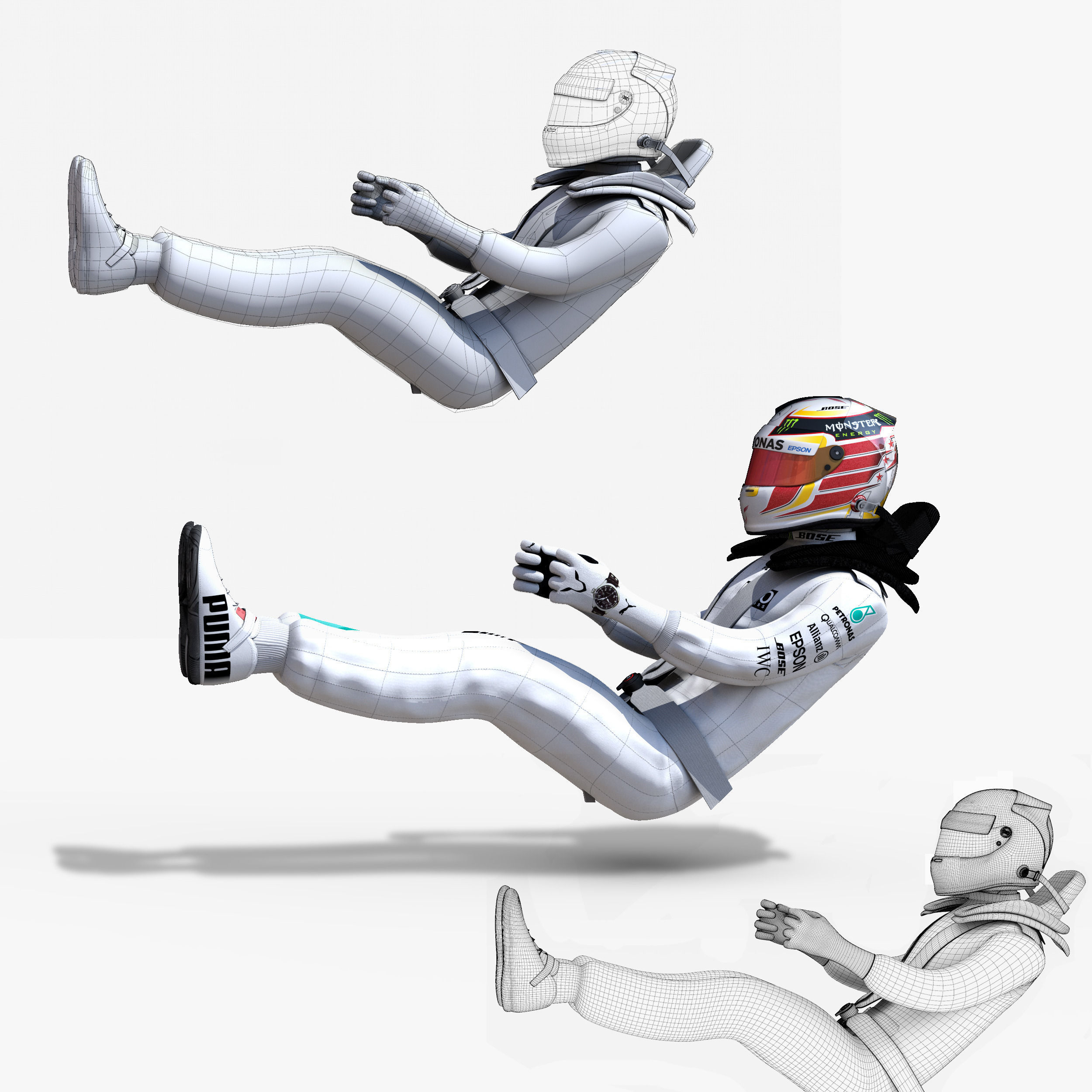 Lewis Hamilton 2016 Low-poly 3D model_6