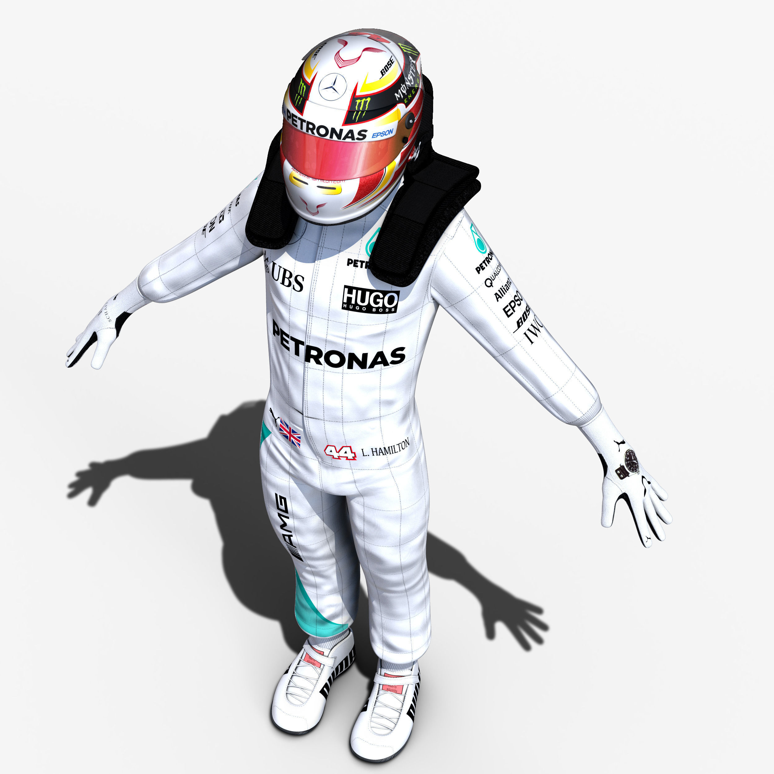 Lewis Hamilton 2016 Low-poly 3D model_8