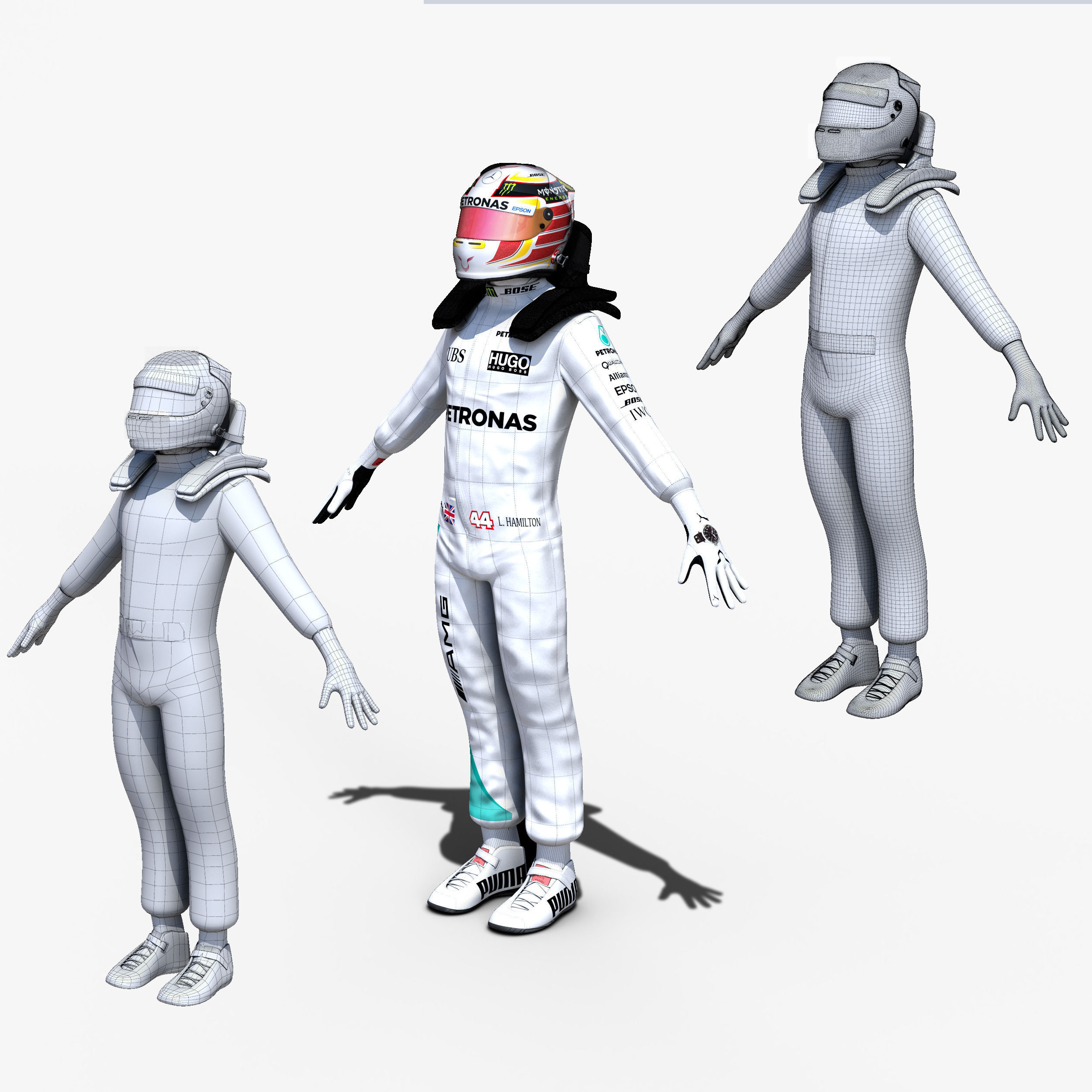 Lewis Hamilton 2016 Low-poly 3D model_5