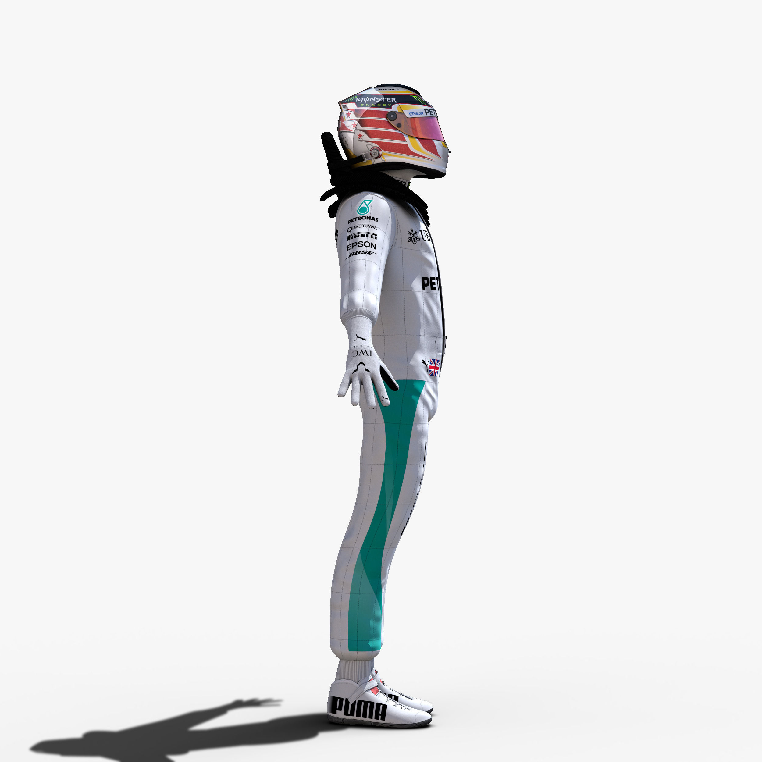 Lewis Hamilton 2016 Low-poly 3D model_7