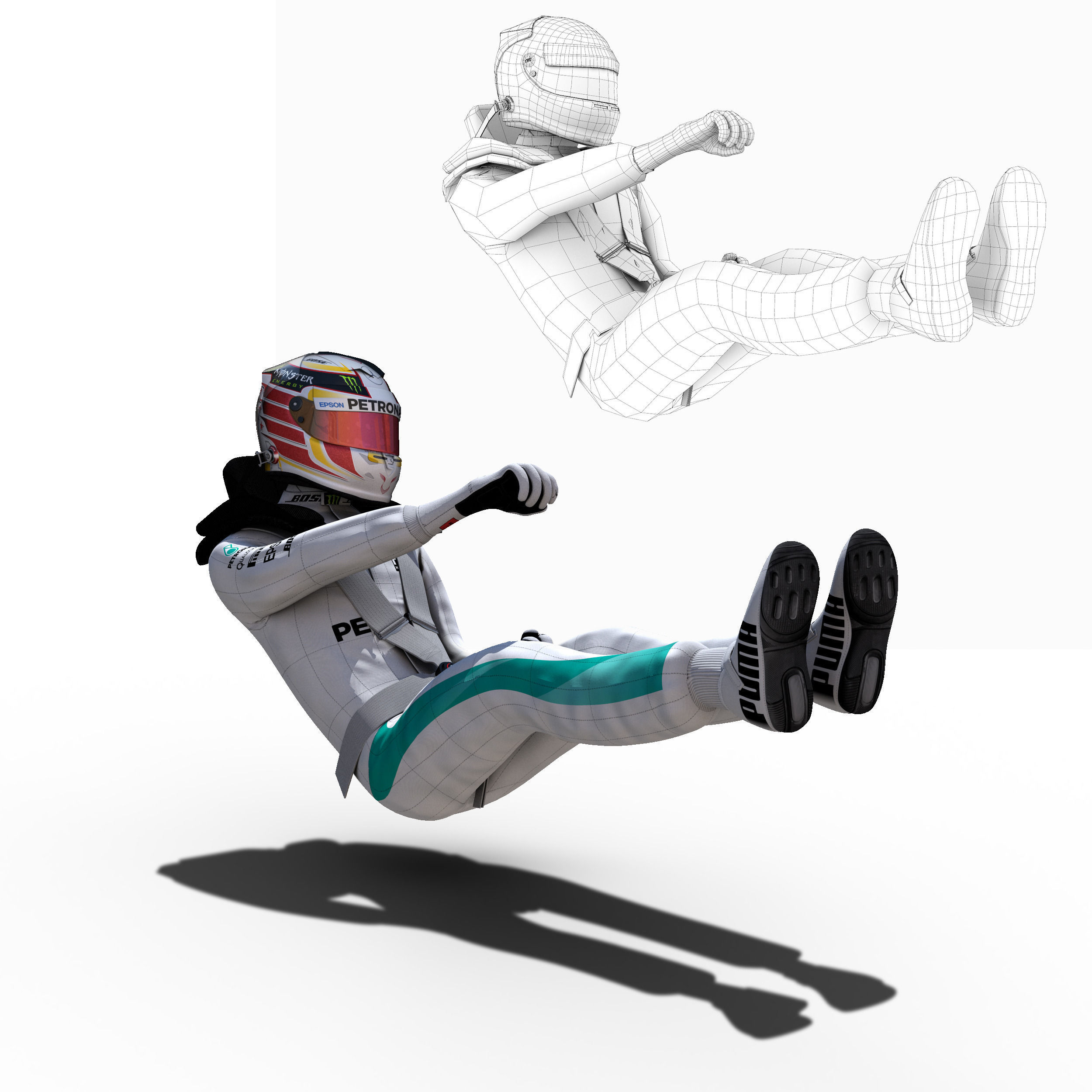 Lewis Hamilton 2016 Low-poly 3D model_1