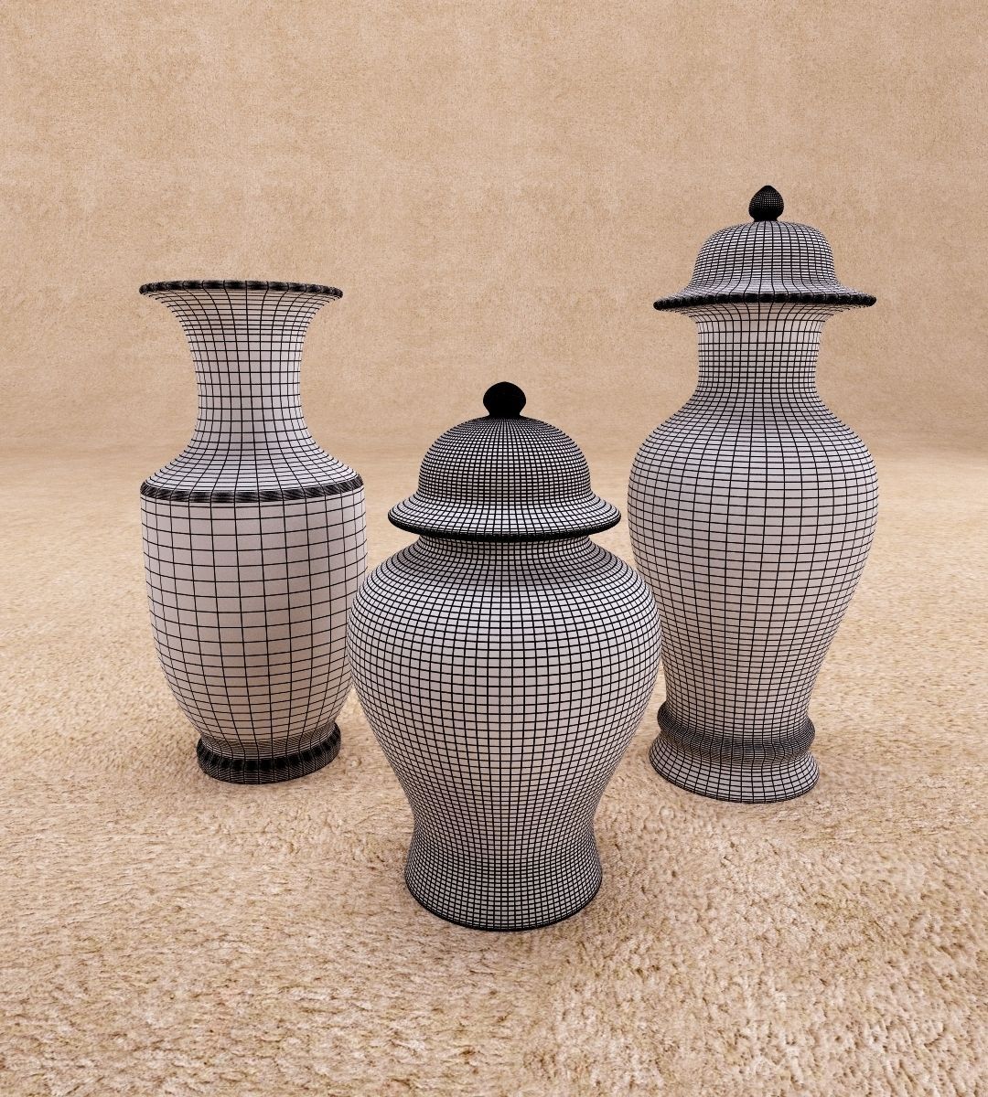 Chinese Indigo Vase 03 3D model_3