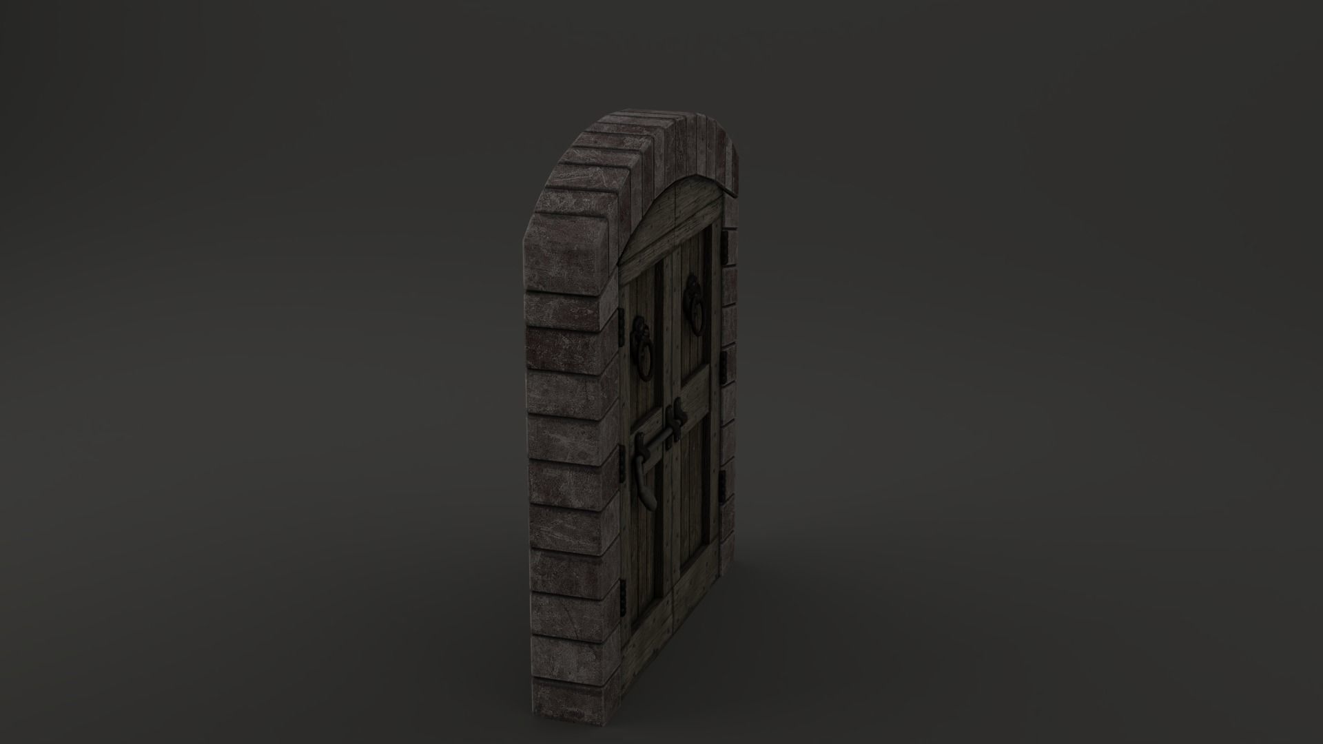 Medieval Double Door With Onate Knockers 3D Model Low-poly 3D model_10