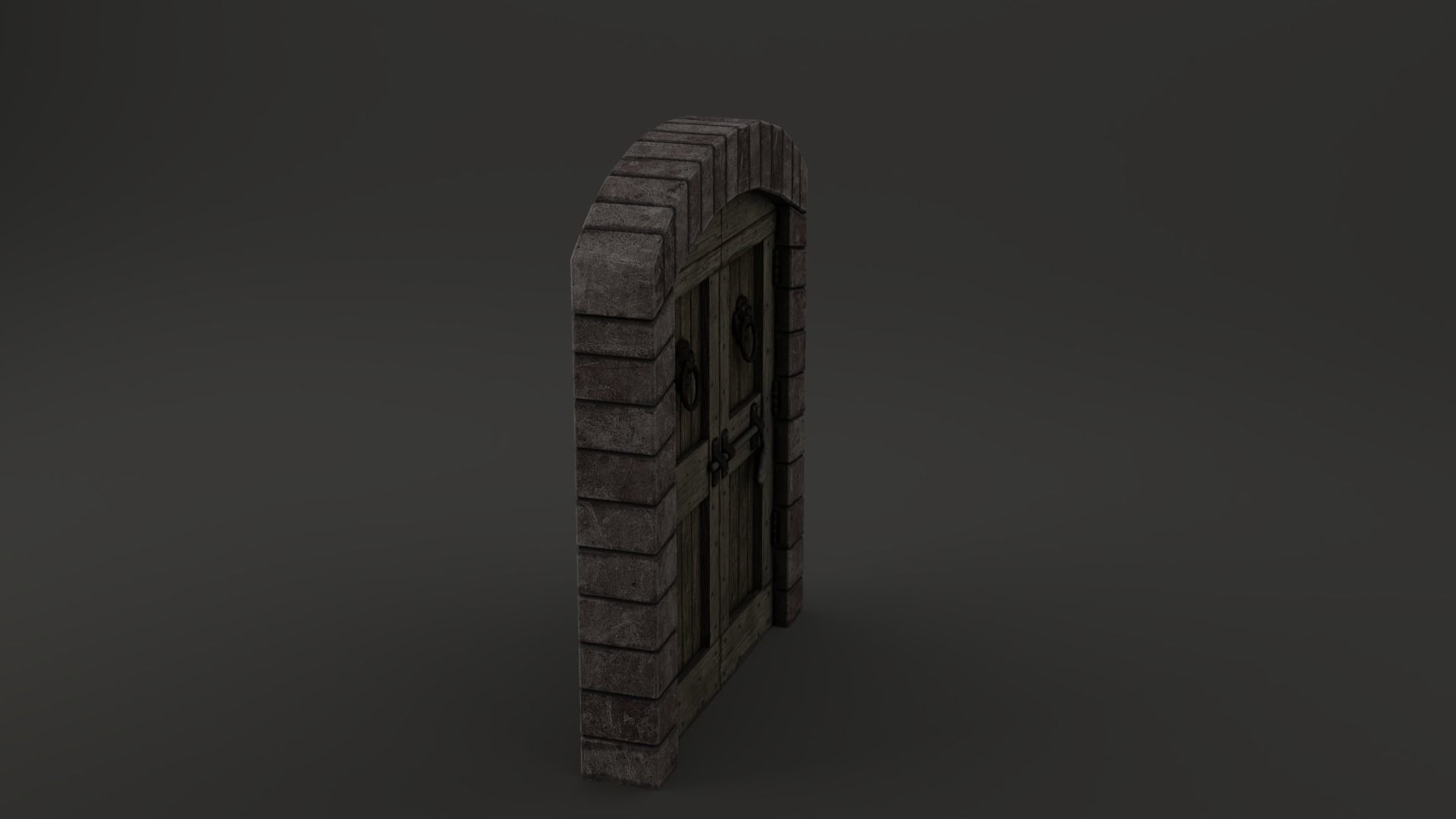 Medieval Double Door With Onate Knockers 3D Model Low-poly 3D model_6