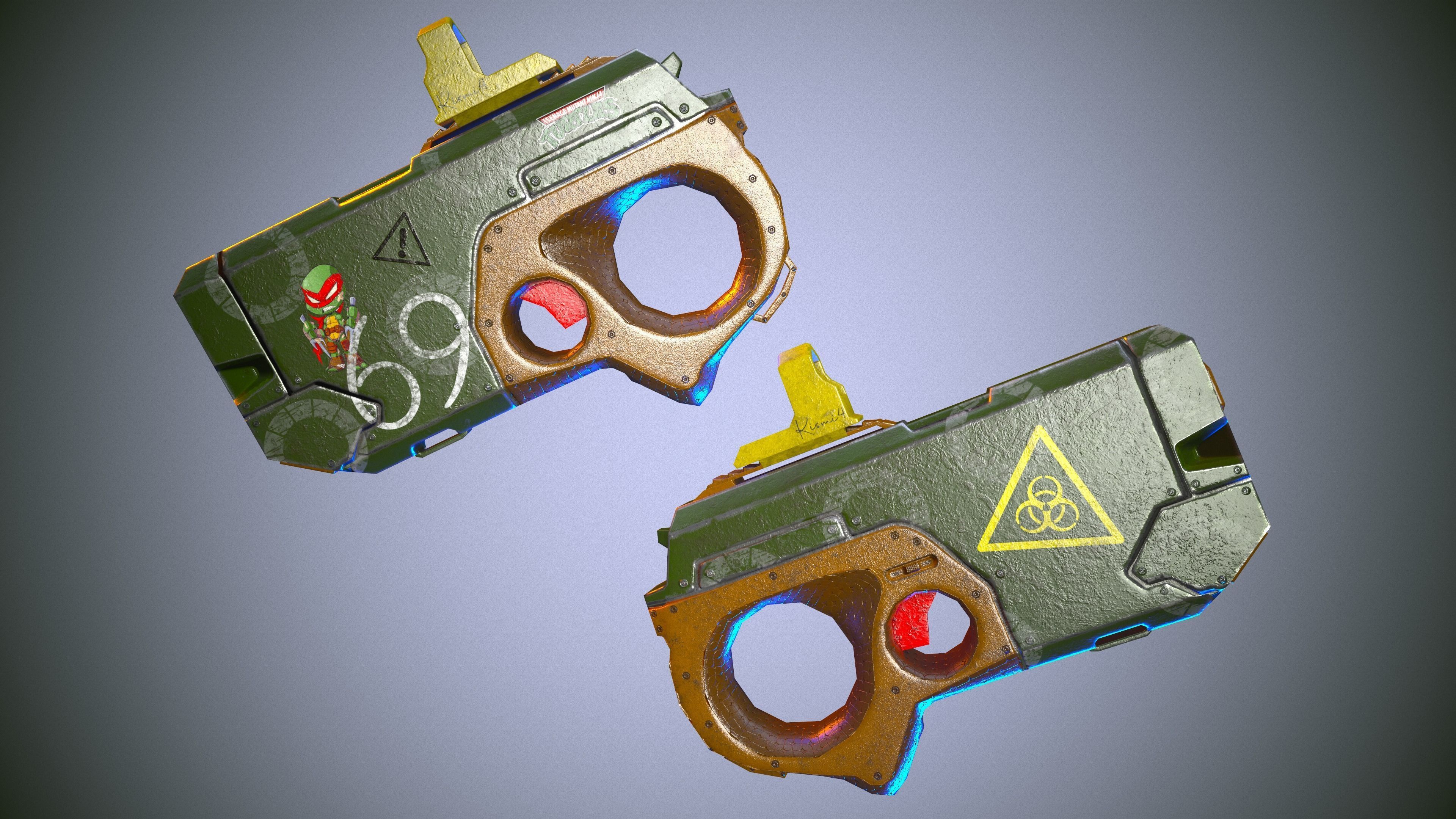 3D model gun sci-fi Teenage Mutant Ninja Turtles game ready pbr VR / AR ...
