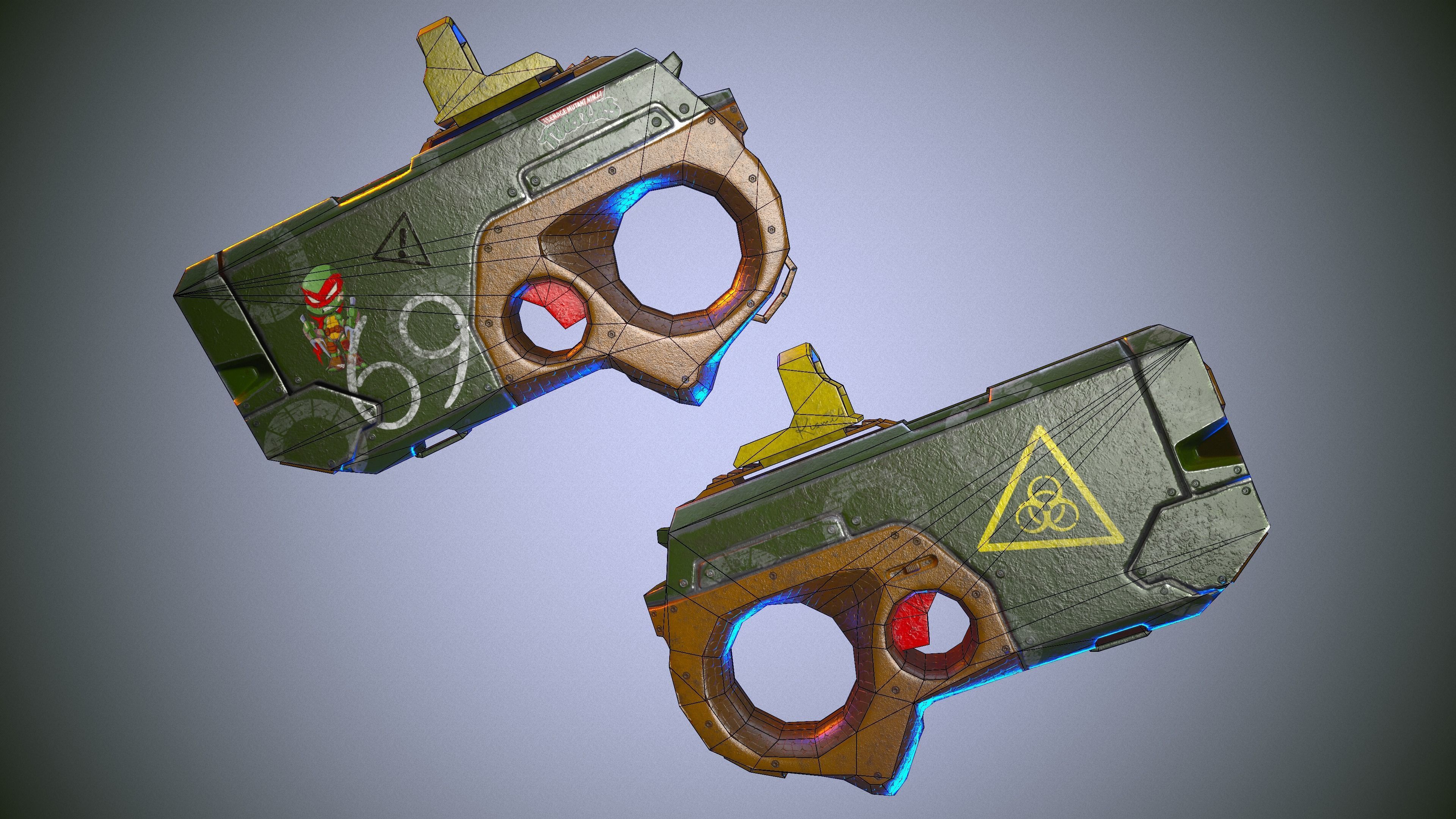 3D model gun sci-fi Teenage Mutant Ninja Turtles game ready pbr VR / AR ...