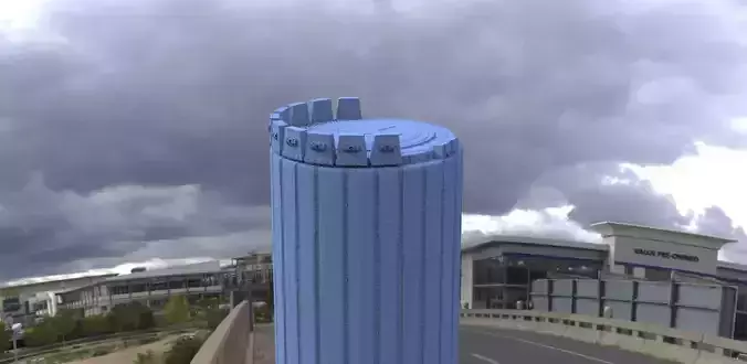 Helipad tower on cloudy day 3D model