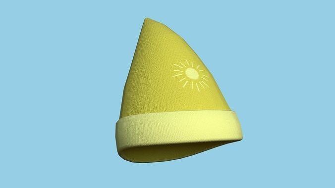 Gnome Hat 04 - Yellow - Character Design Fashion Low-poly 3D model
