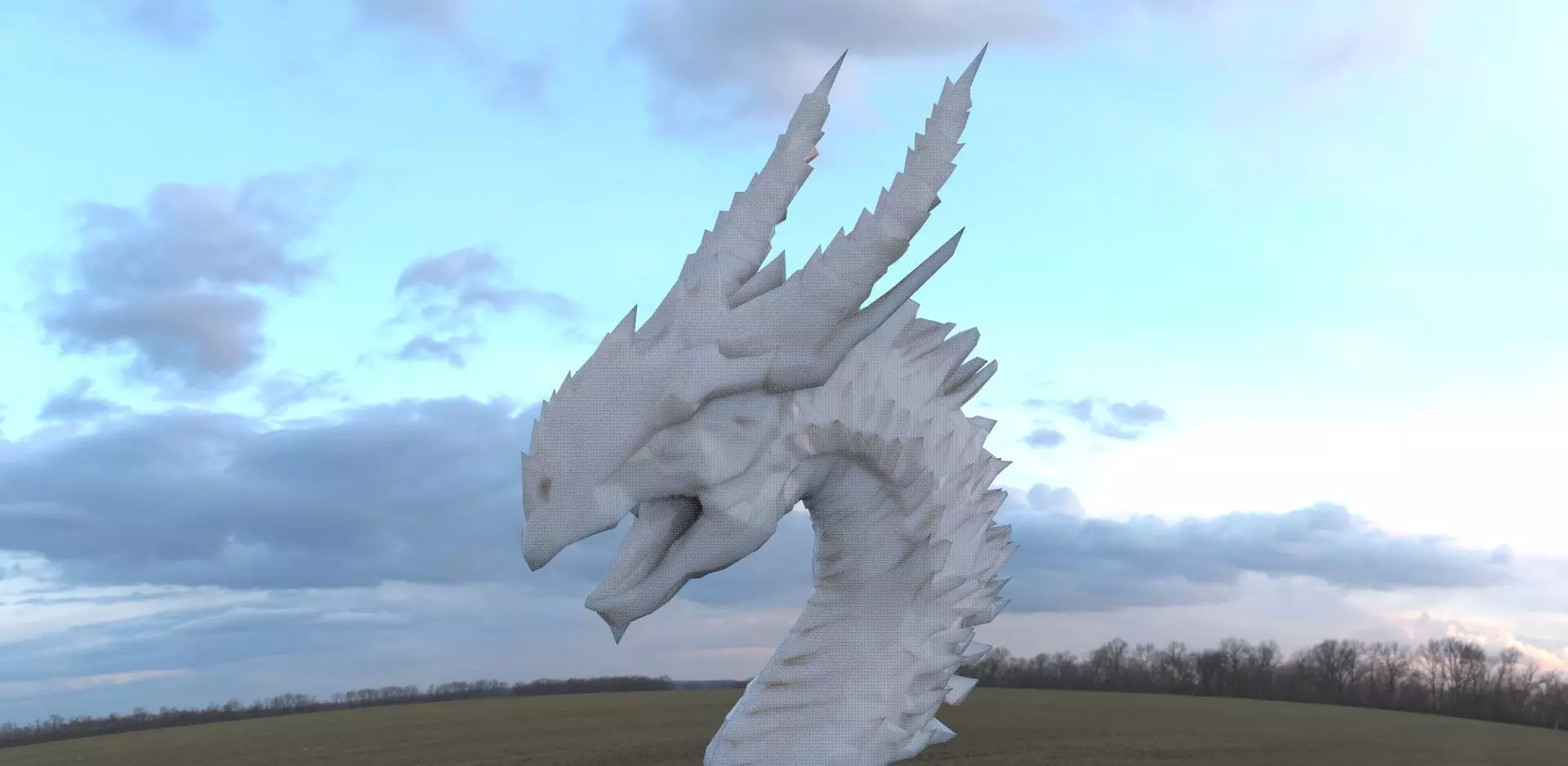 Dragon head rough tall 3D model_0