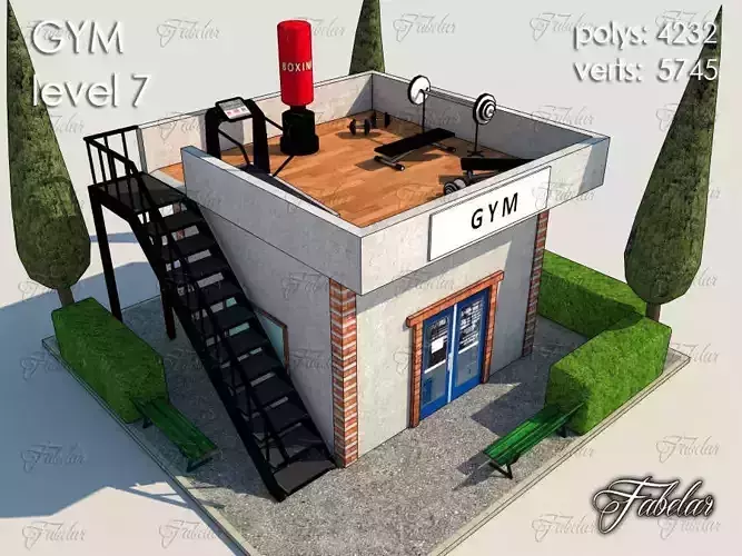 Gym Level Low-poly 3D model
