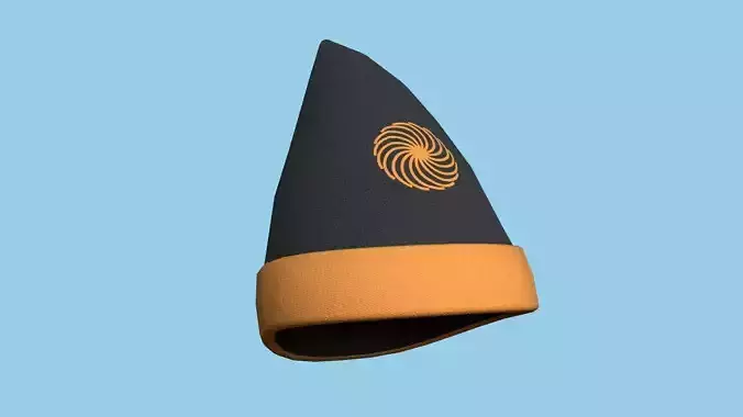 Gnome Hat 08 - Black Orange - Character Design Fashion Low-poly 3D model