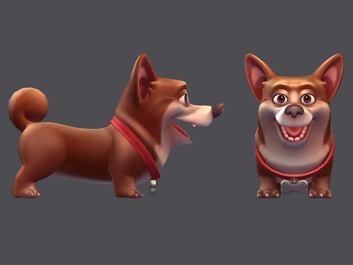 Cartoon Dogs Low-poly 3D model_21