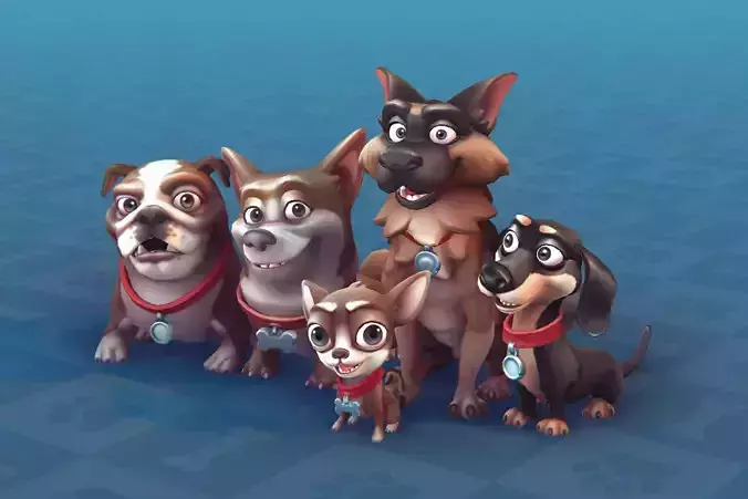 Cartoon Dogs Low-poly 3D model