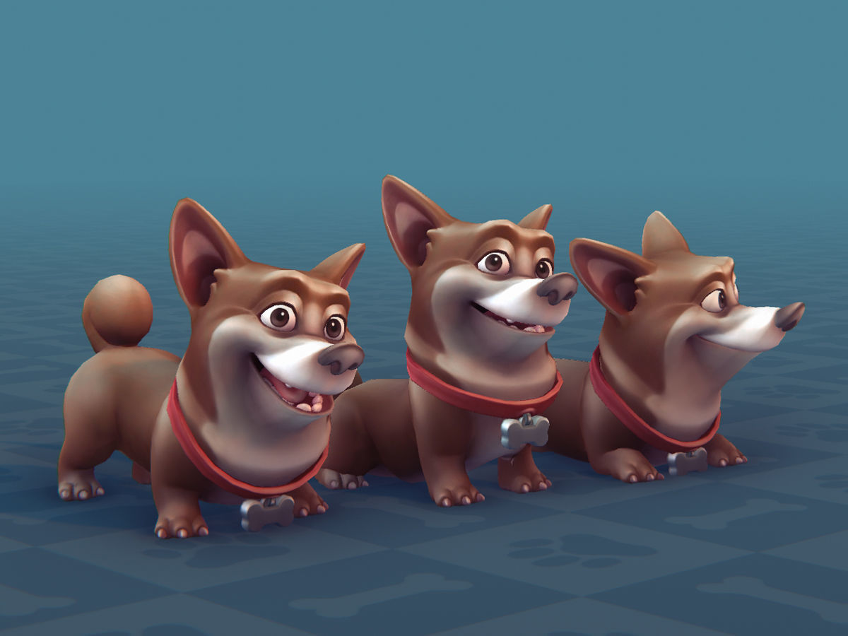Cartoon Dogs Low-poly 3D model_20
