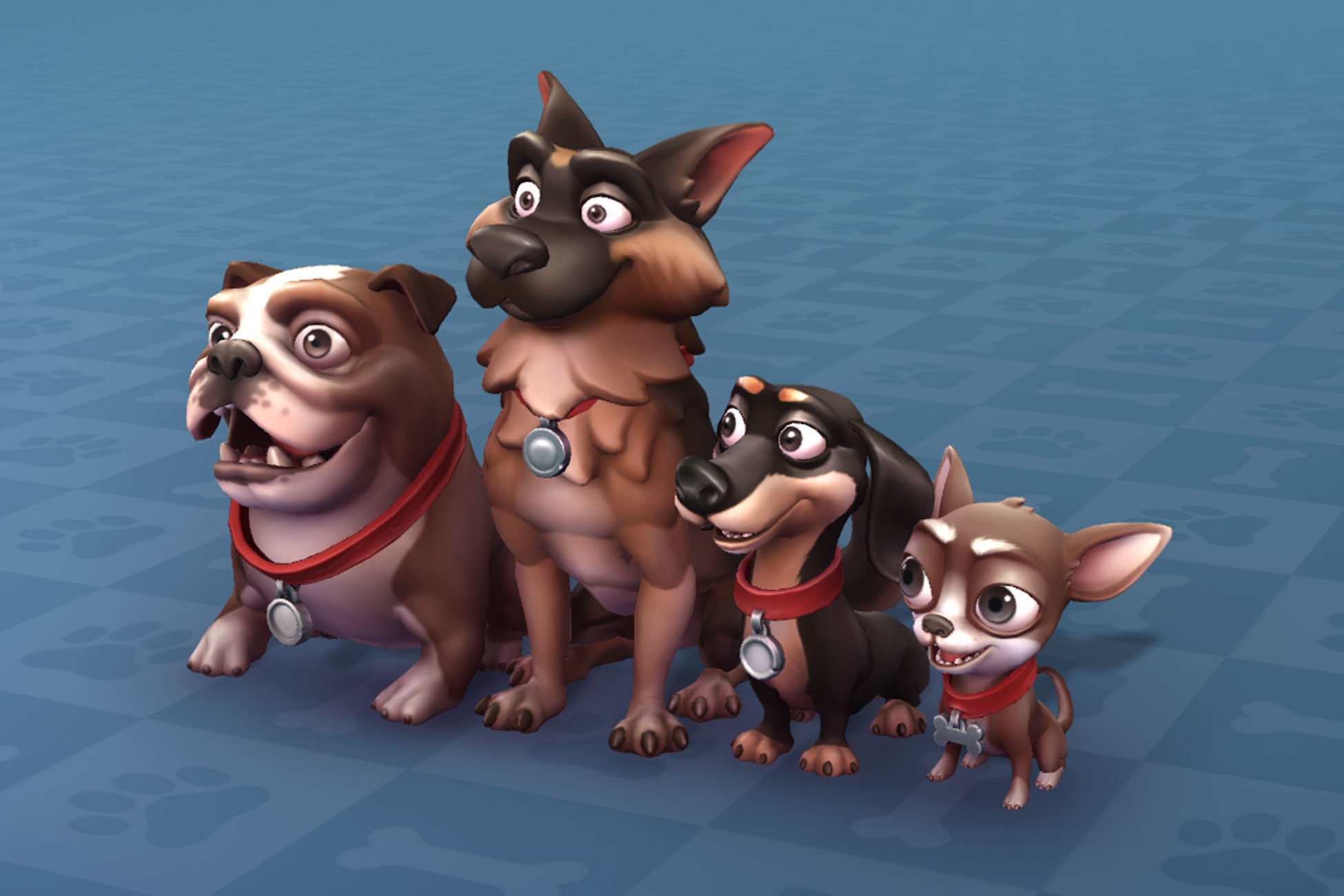 Cartoon Dogs Low-poly 3D model_6