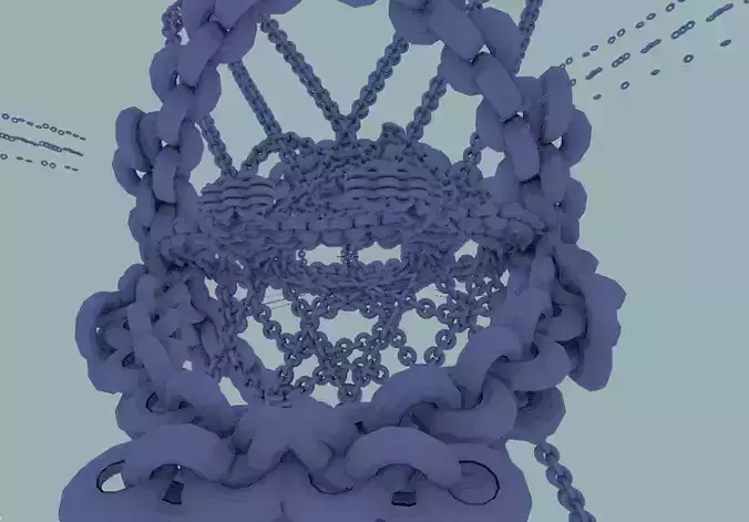 Chains basket with hanging from it