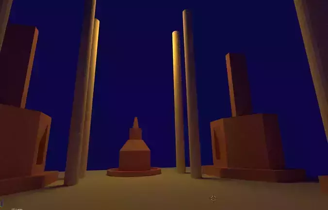 Fantana pillars in middle of night