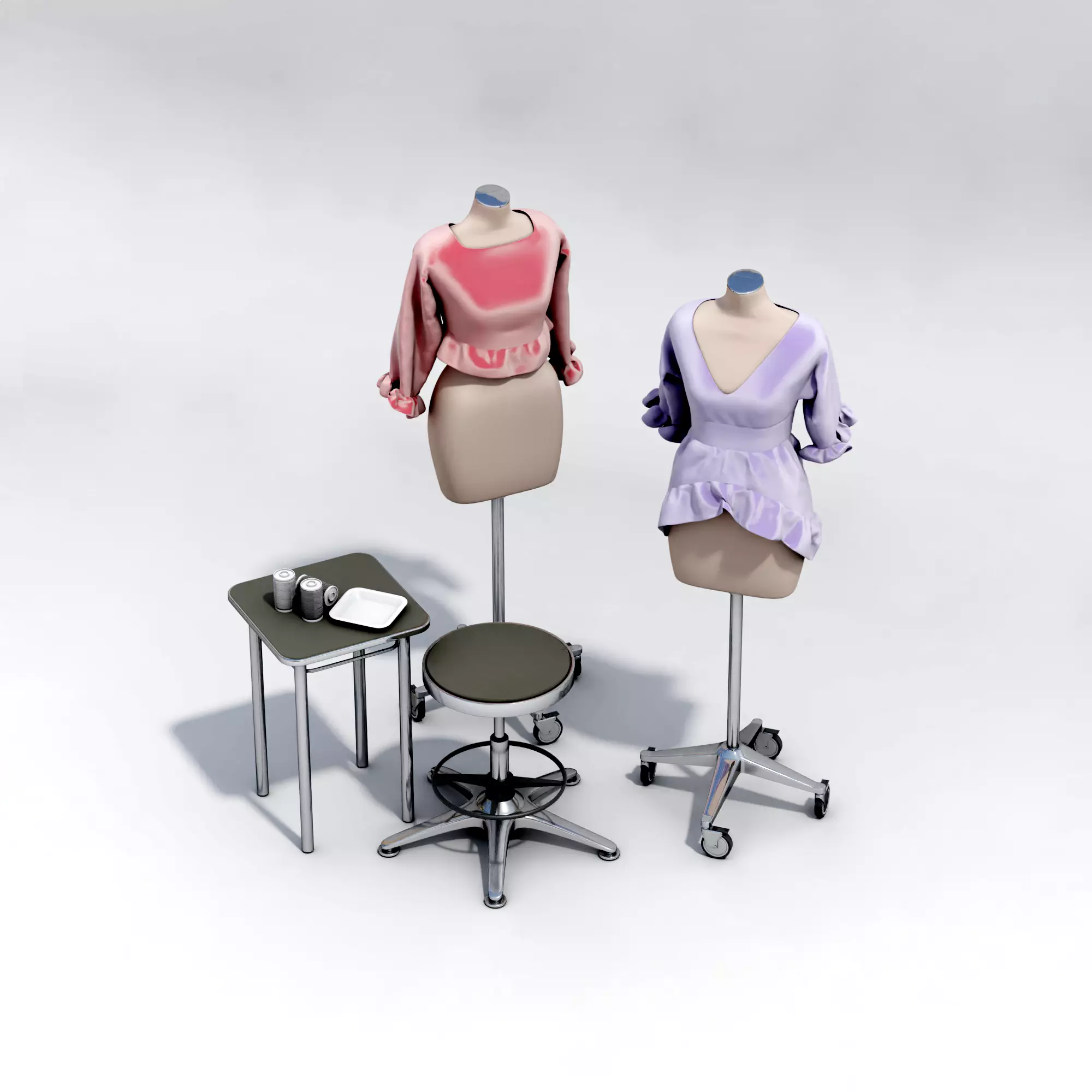 Sewing Female Dummy Mannequin Scene 3D model