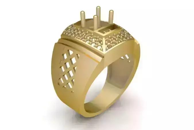 Bold Square Frame Men Ring 591