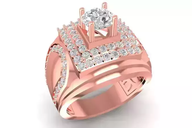 3D Model Luxury Crown Multi Layer Diamond Ring 595