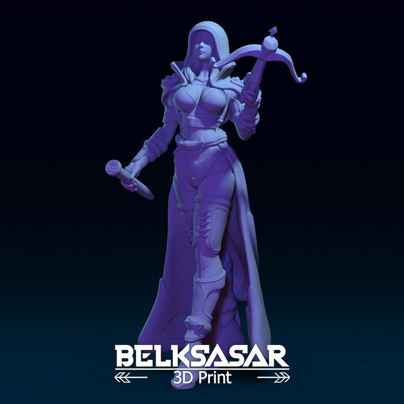 Vampire Hunter Girl Normal and Topless 3D print model_2