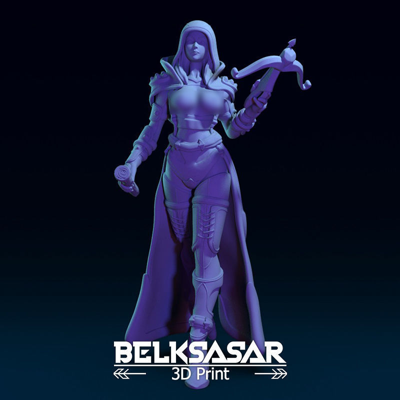 Vampire Hunter Girl Normal and Topless 3D print model_12