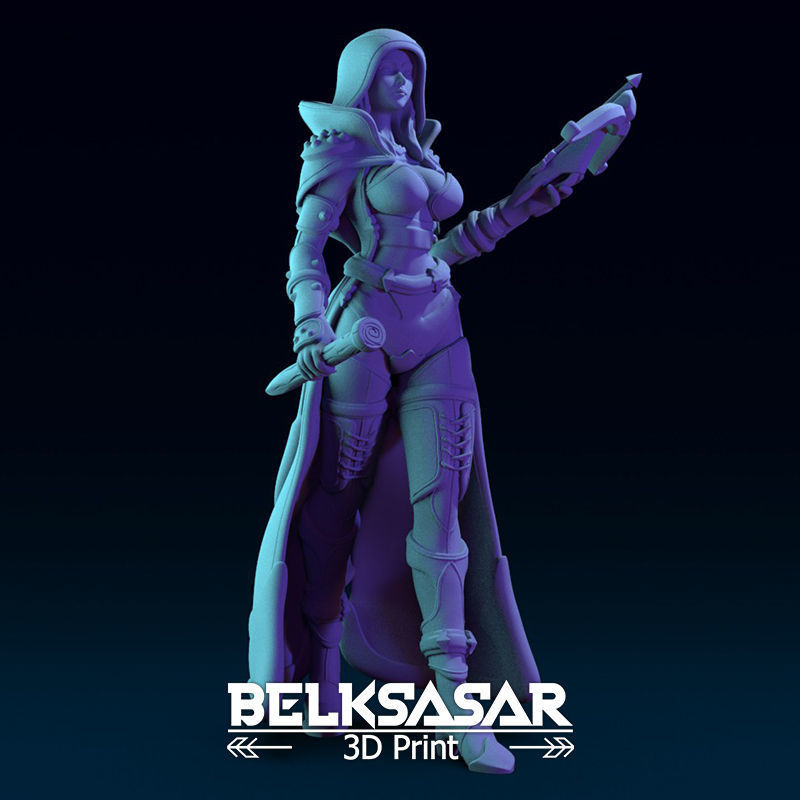 Vampire Hunter Girl Normal and Topless 3D print model_11