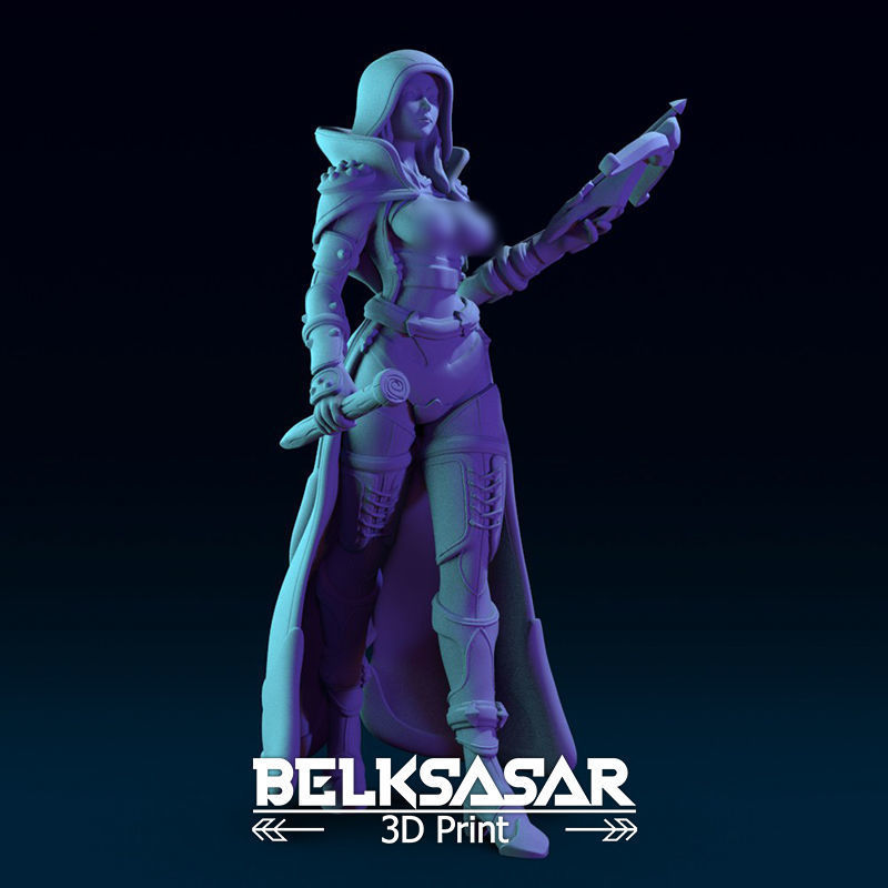 Vampire Hunter Girl Normal and Topless 3D print model_10