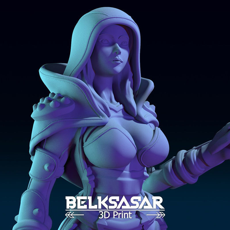 Vampire Hunter Girl Normal and Topless 3D print model_15
