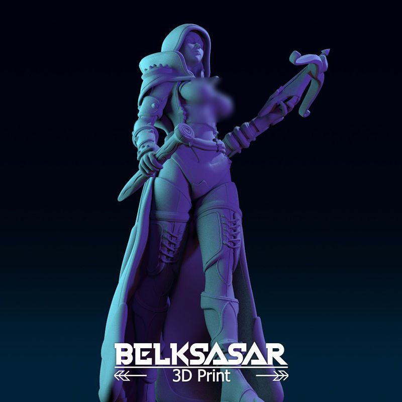 Vampire Hunter Girl Normal and Topless 3D print model_29